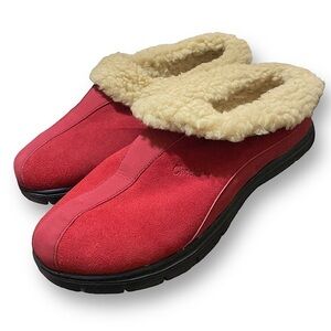 Red Suede Sherpa Lined WALKING SLIP-ONS Women’s Size 11 R…